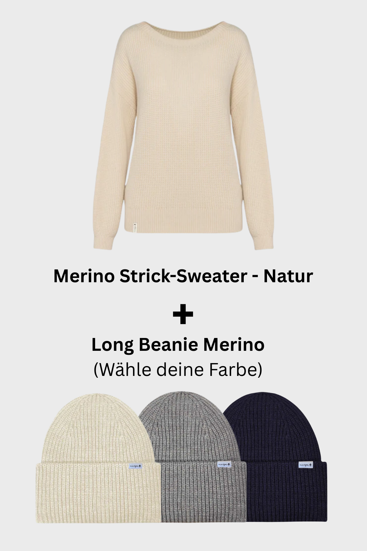 Merino Set - Strick-Sweater & Long Beanie Merino