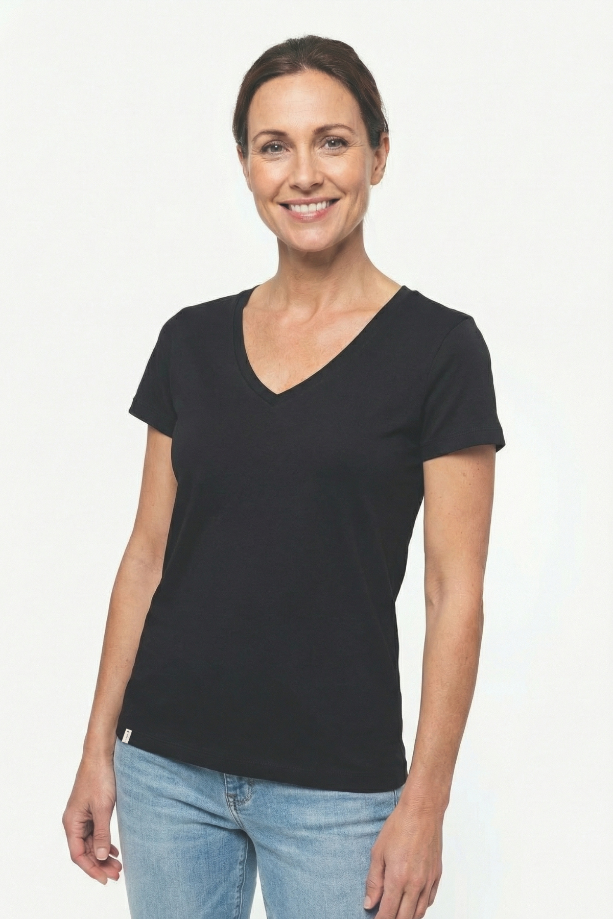 Damen-Shirt "Black" - V-Ausschnitt
